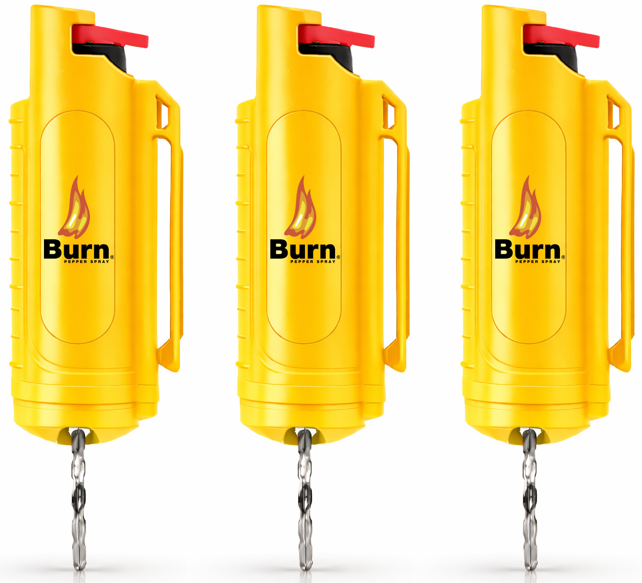 Burn 3 Pack Pepper Spray Keychain 0.5 oz Police Strength Yellow
