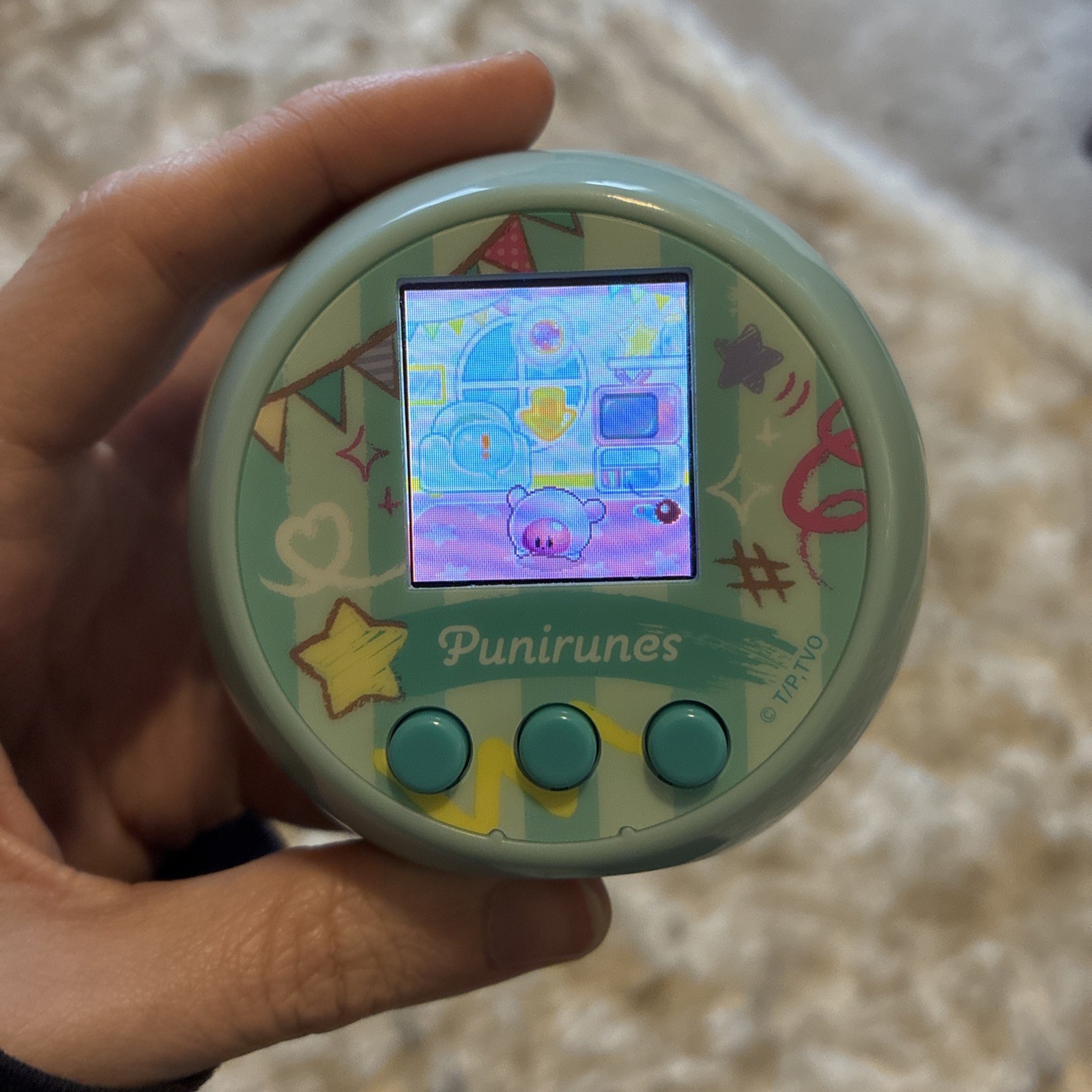 Punirunes Interactive & Squishy Digital Pet Mint Green Spin Master Clean  TESTED