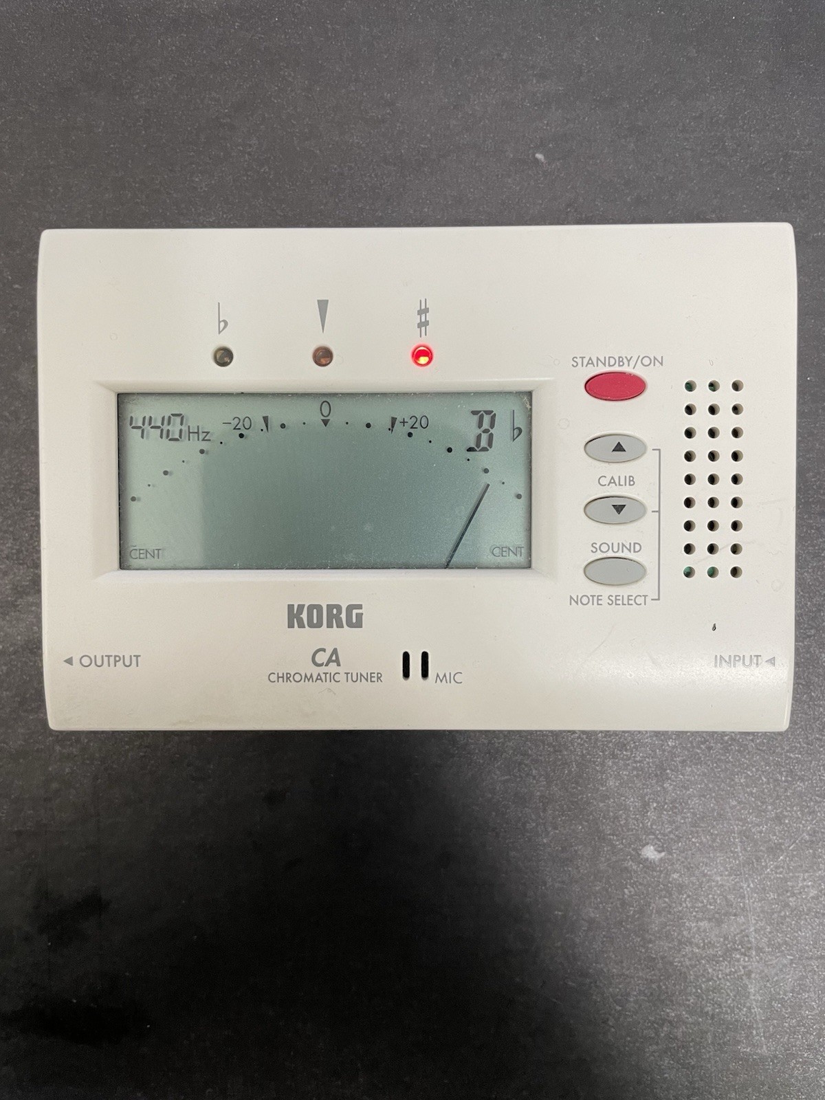 Korg CA-40 Chromatic Tuner White LCD Display Input Output Microphone