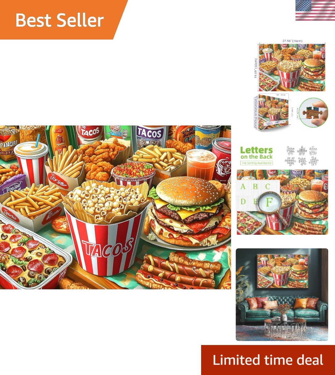 Super Delicious Tacos 1000 Piece Jigsaw Puzzle - Family Fun & Relaxing Challenge