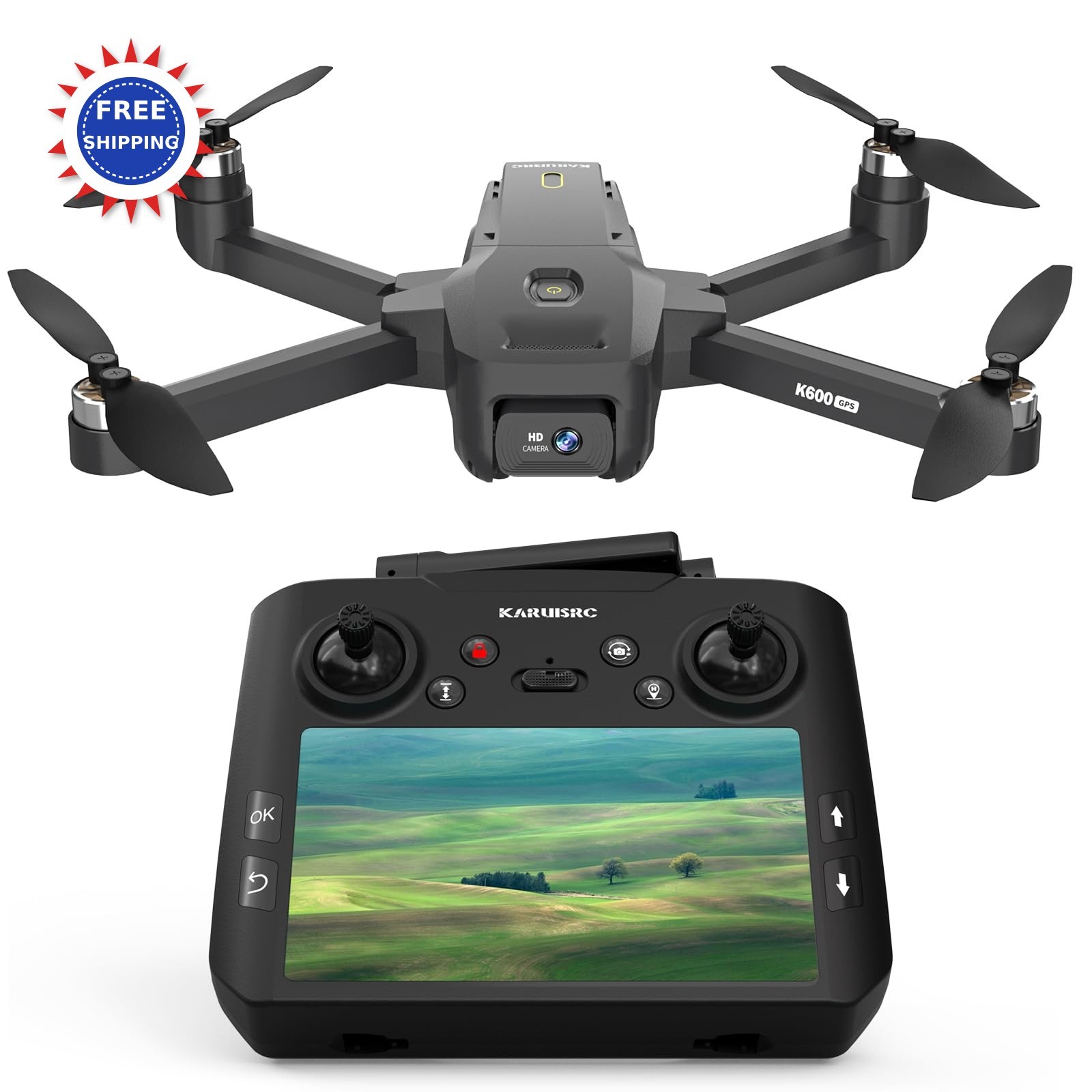 GPS Drone with EIS Camera 4.5 LCD Screen Controller Drones Track&Orbit Mode