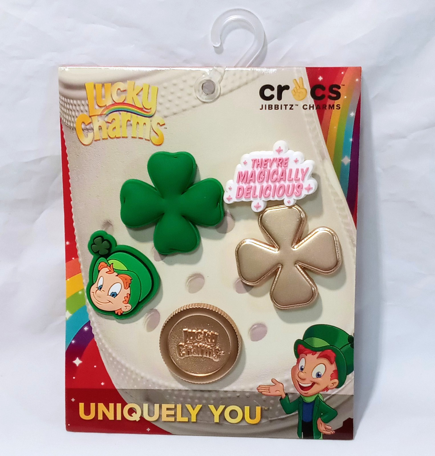 Lucky Charms Crocs Jibbitz 5 Pack Gold Green Shamrocks Leprechaun Lucky Rare