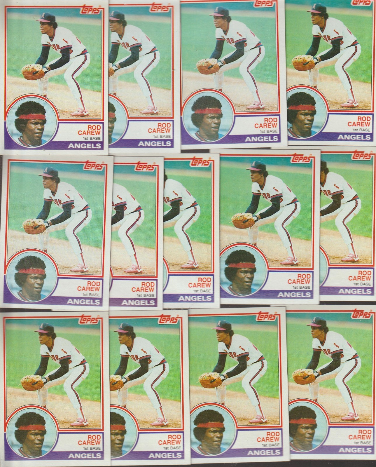 ROD CAREW LOT OF 50 BASEBALL CARDS 4 DIFFERENT 1983 TOPPS ANGELS