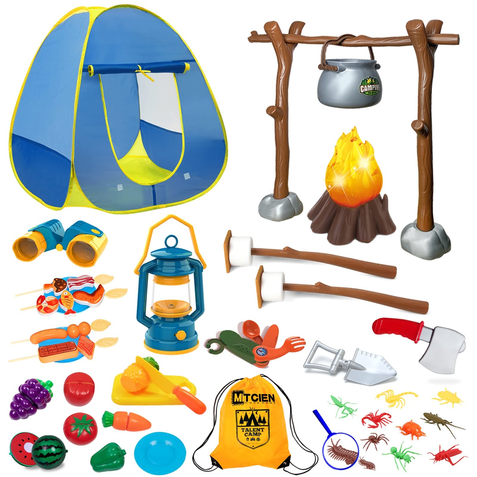 "Kids Camping Play Set � Tent, Campfire, Lantern, Binoculars & Pretend Toys 3+"