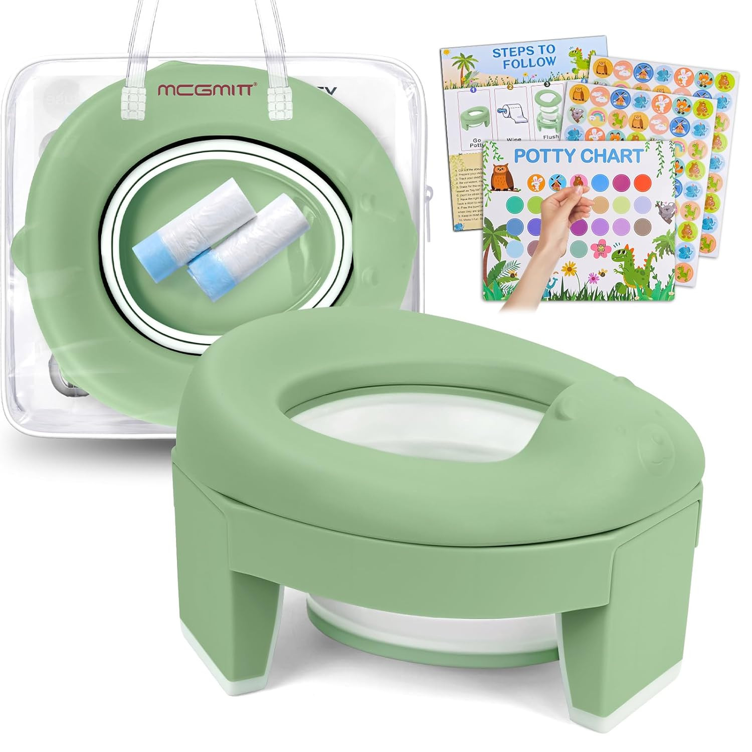 Portable Potty for Kids Travel - Foldable Training Toilet Chair for Toddler Girl