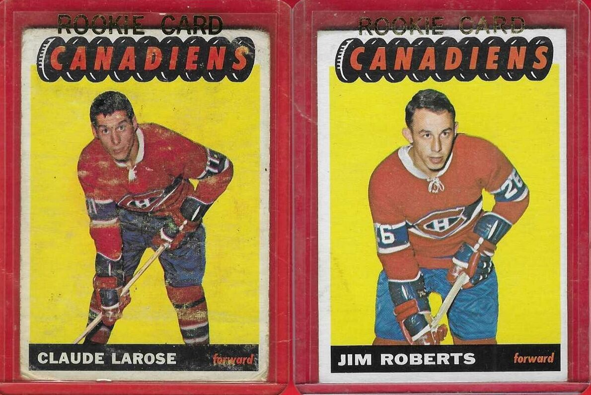 65-66 TOPPS**JIM ROBERTS+CLAUDE LAROSE**MONTREAL CANADIENS LOOK for Condition!
