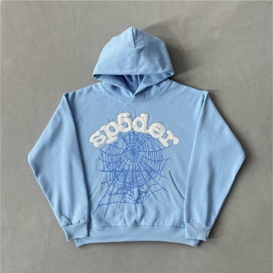 Spider Web Hoodie ‘Sky Blue’ Size Medium - Brand New - Fast Shipping