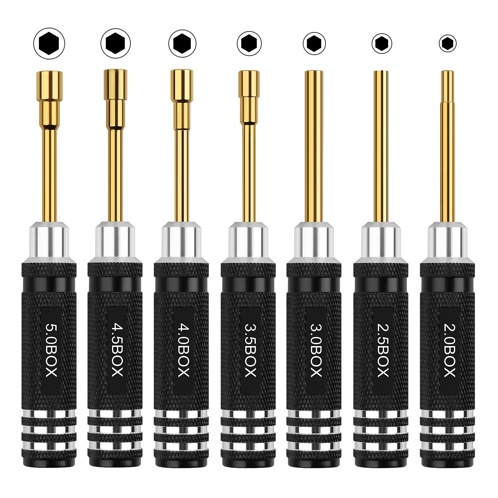 RC Tools Kit 7PCS Hex Nut Screwdriver Set with Gold 