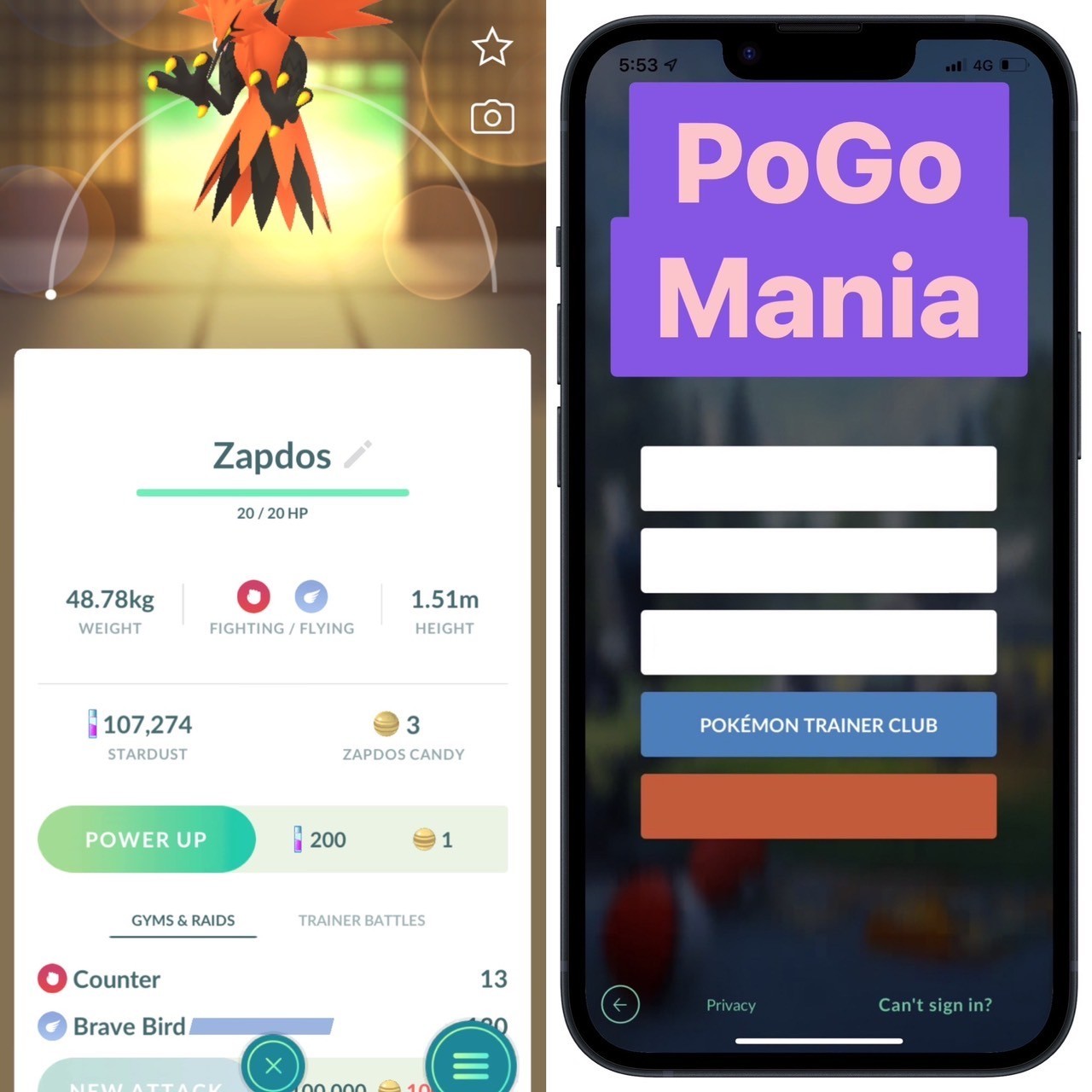 Galarian Zapdos (NON shiny)💥LVL@1💥mini PTC 20k💥(read description)