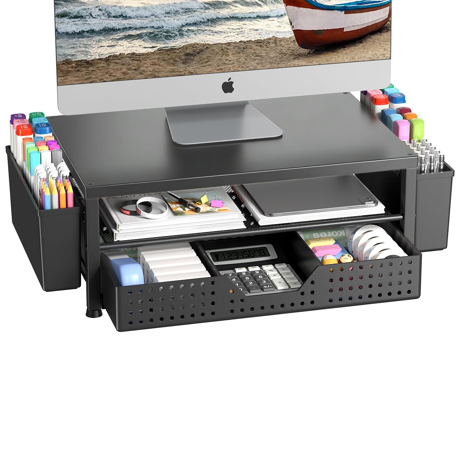 Wood Monitor Stand Riser, Laptop Stand for Desk, Office Desk Organizer and Ac...