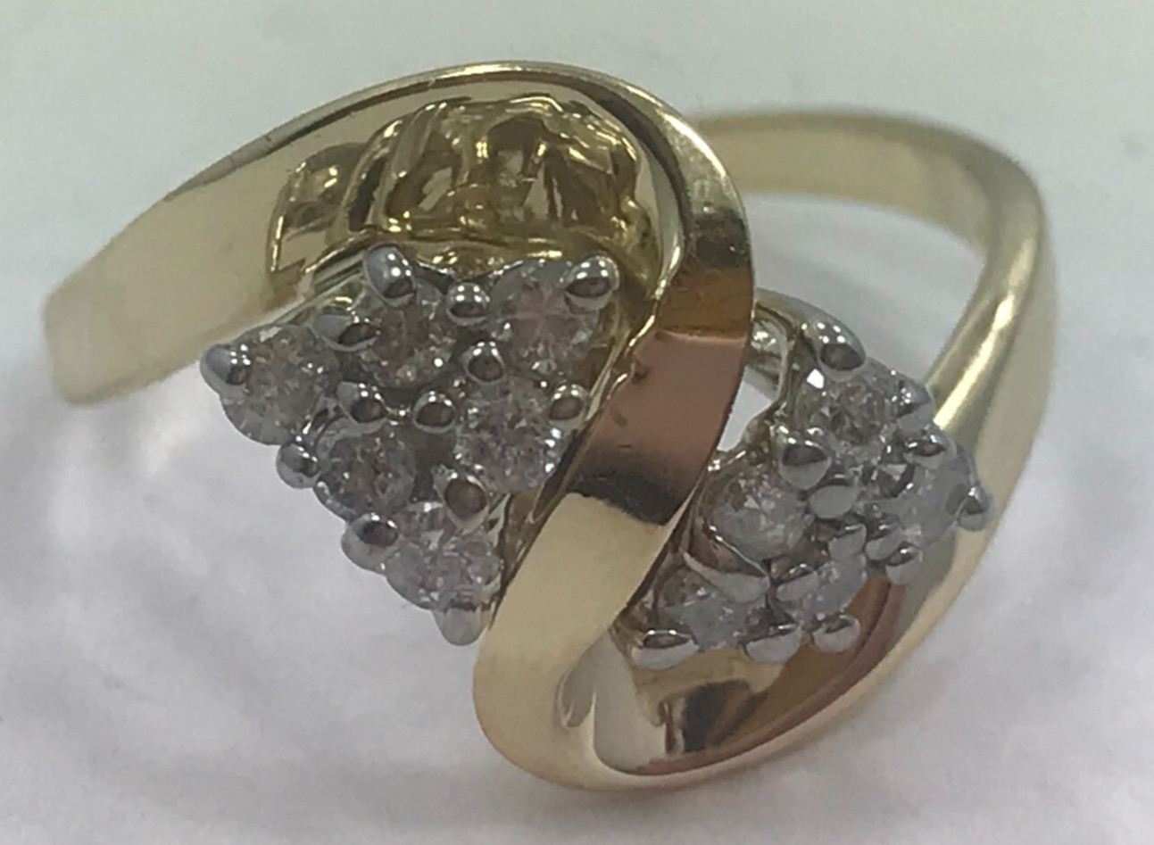 14 karat diamond ring 14K gold ladies fancy 1/3 Ct diamond cluster cocktail ring