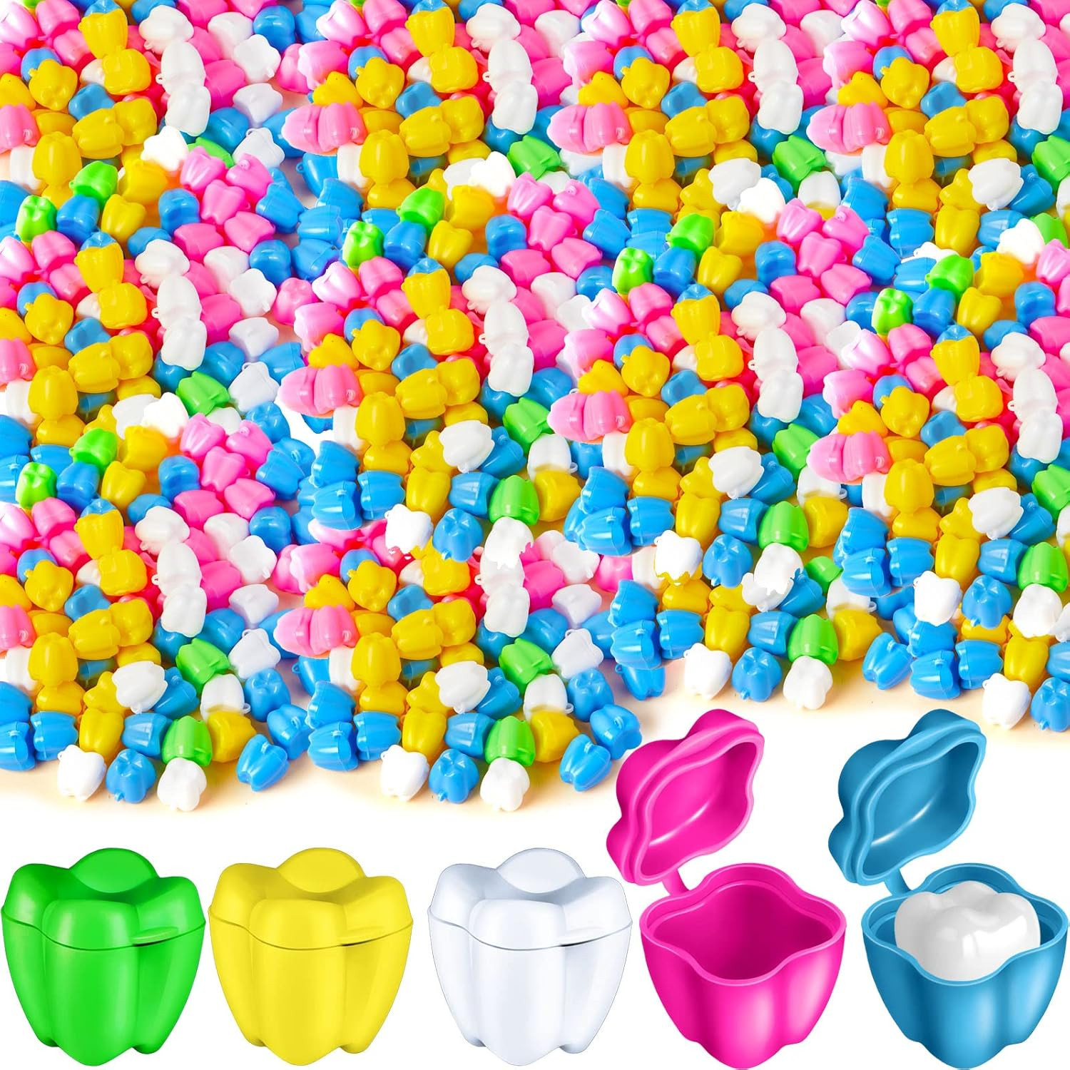 200 Pcs Colorful Tooth Savers Box Plastic Tooth Holders Bulk for Boys Gi