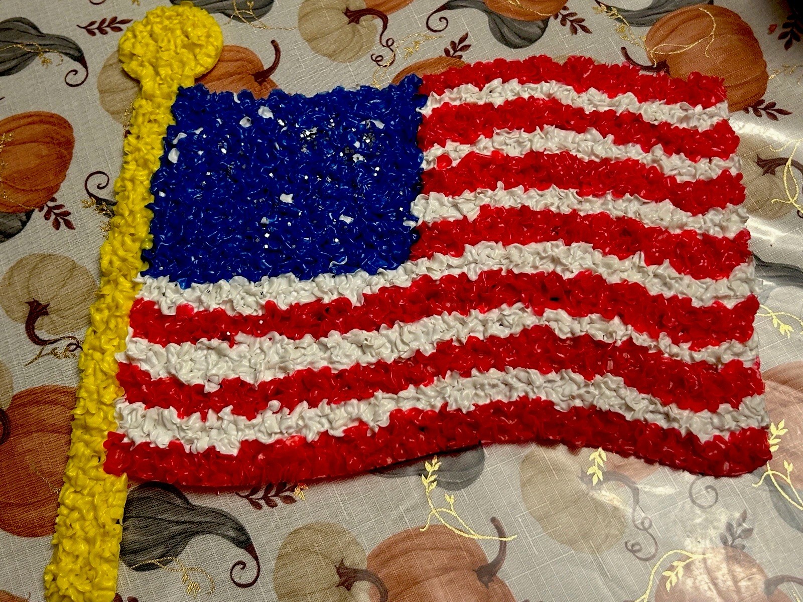 Vintage American Flag Melted Popcorn Plastic 4th July USA Independence Memorial