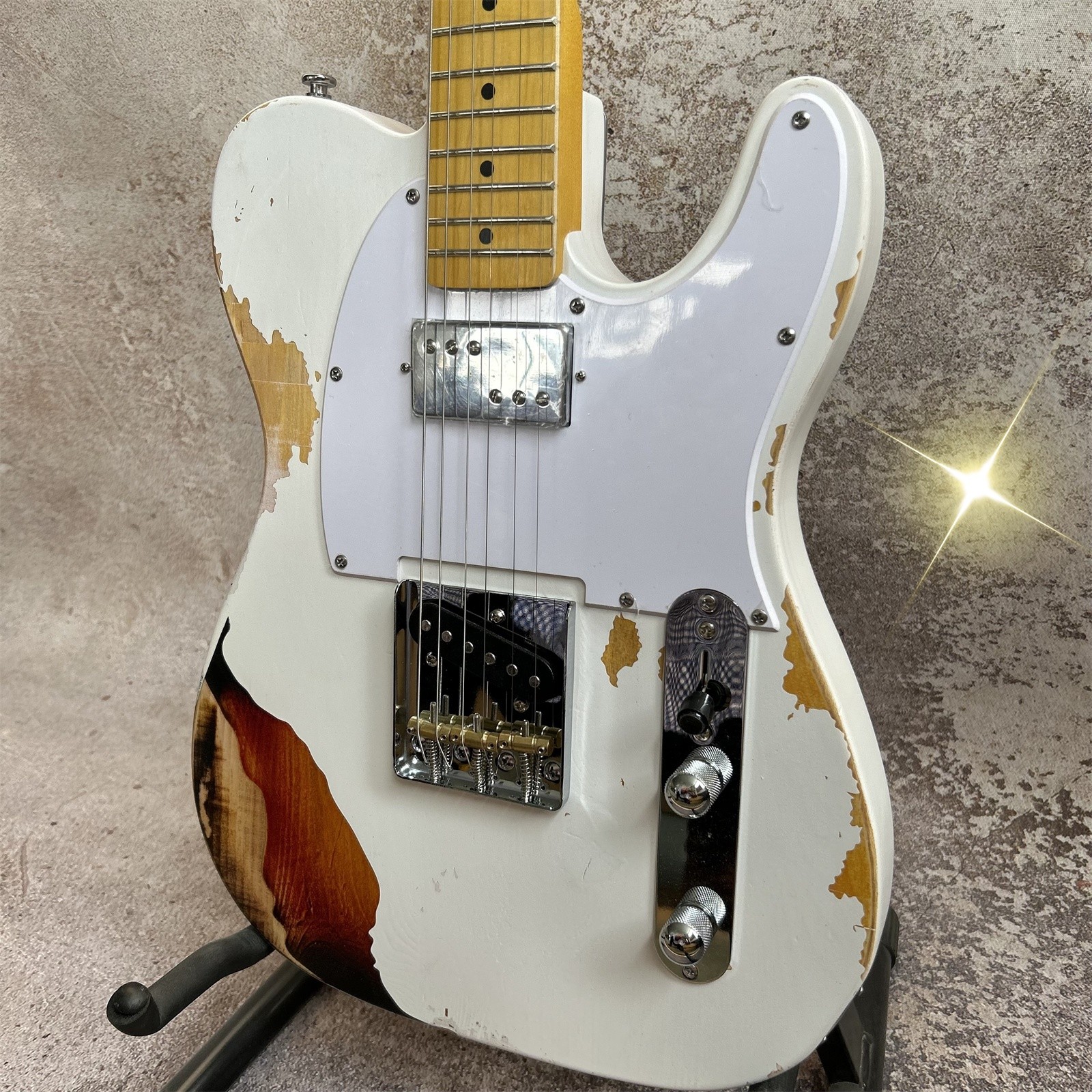 US Warehouse Factory Ruins White Electric Guitar Fixed Bridge S-H Pickups
