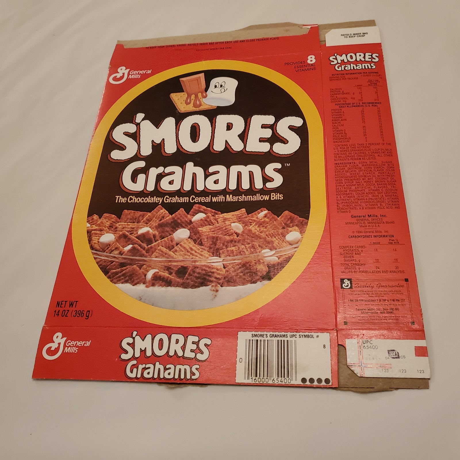 1990 1991 S'mores Grahams Cereal Box Smores Chocolate General Mills Vintage 77