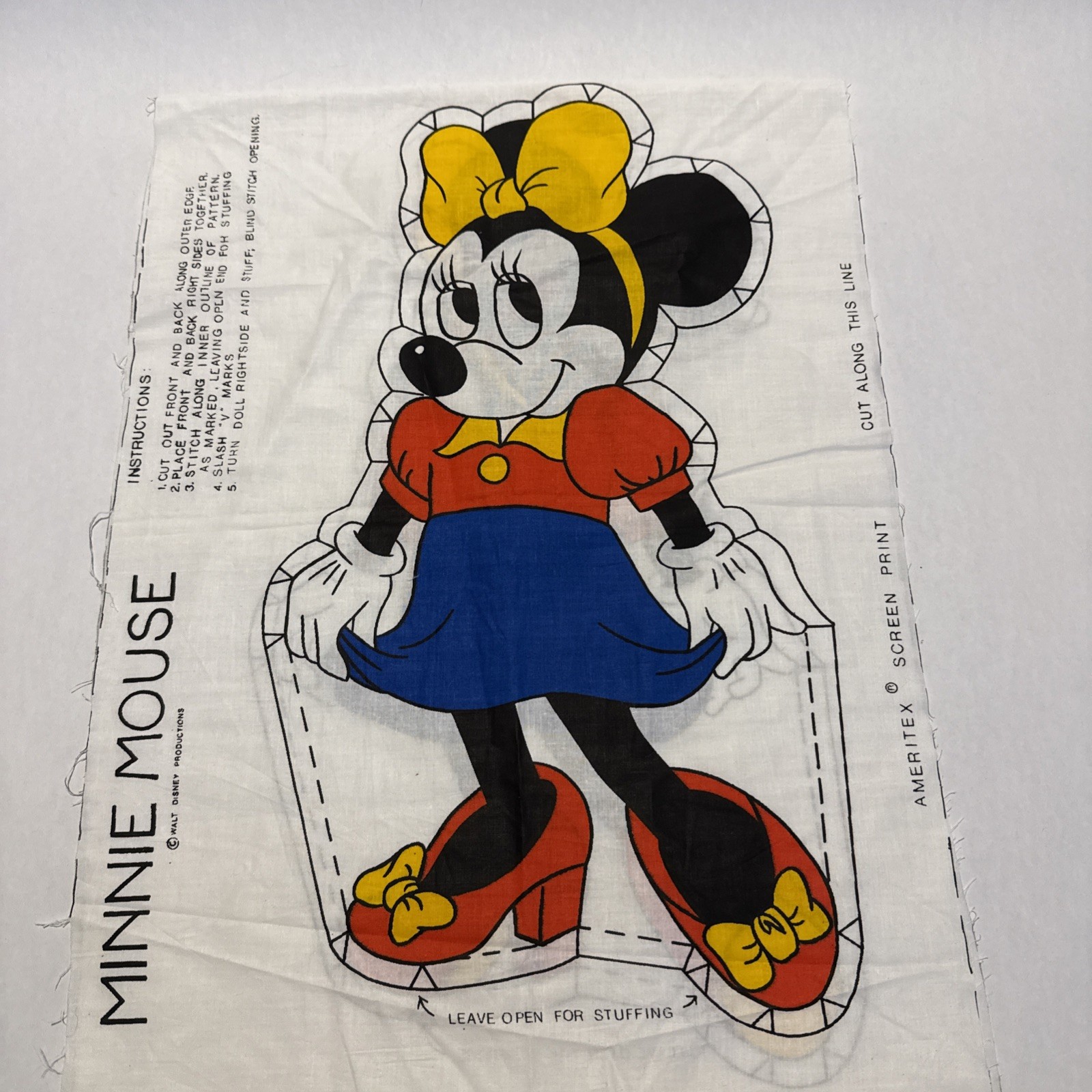 VTG 1984 Ameritex Disney Minnie Mouse Pillow Sewing Panel
