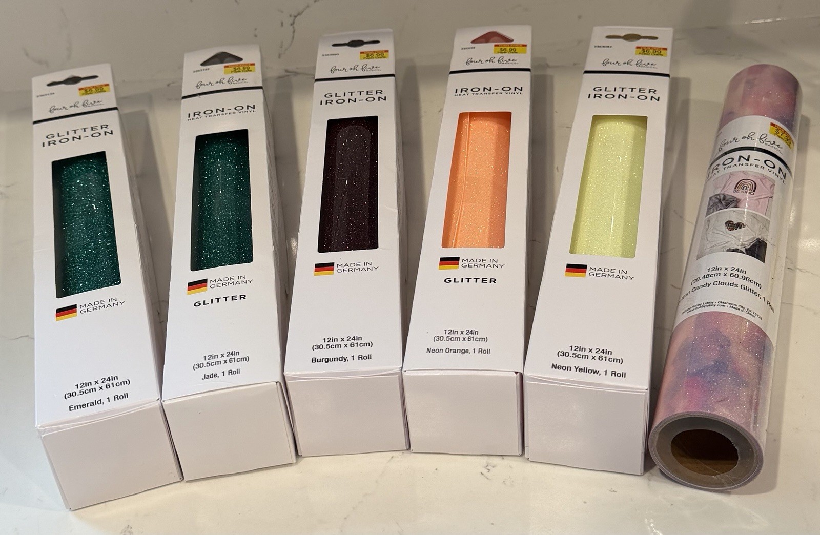 6 Roll Glitter HTV Bundle Heat Transfer Vinyl 12x24 Iron On