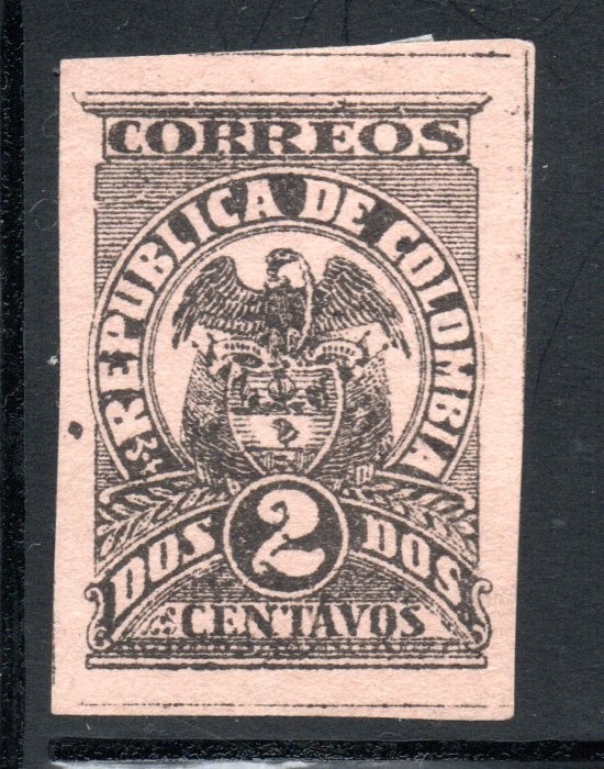 COLOMBIA 2c NATIONAL EMBLEM - IMPERFORATE - WIDE MARGINS     #AG- 02