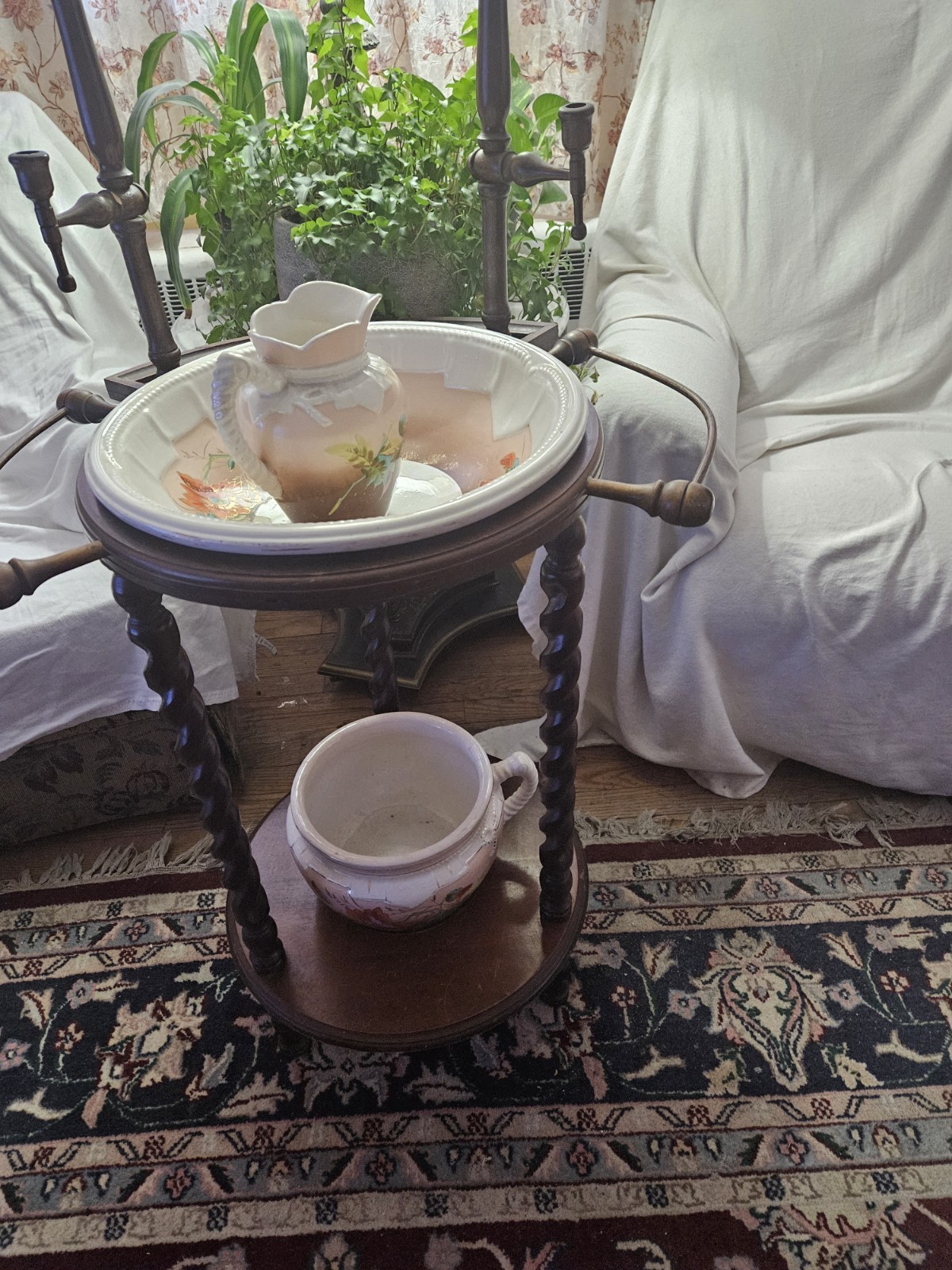 Victorian Style Wash Board. Pitcher And Washboard