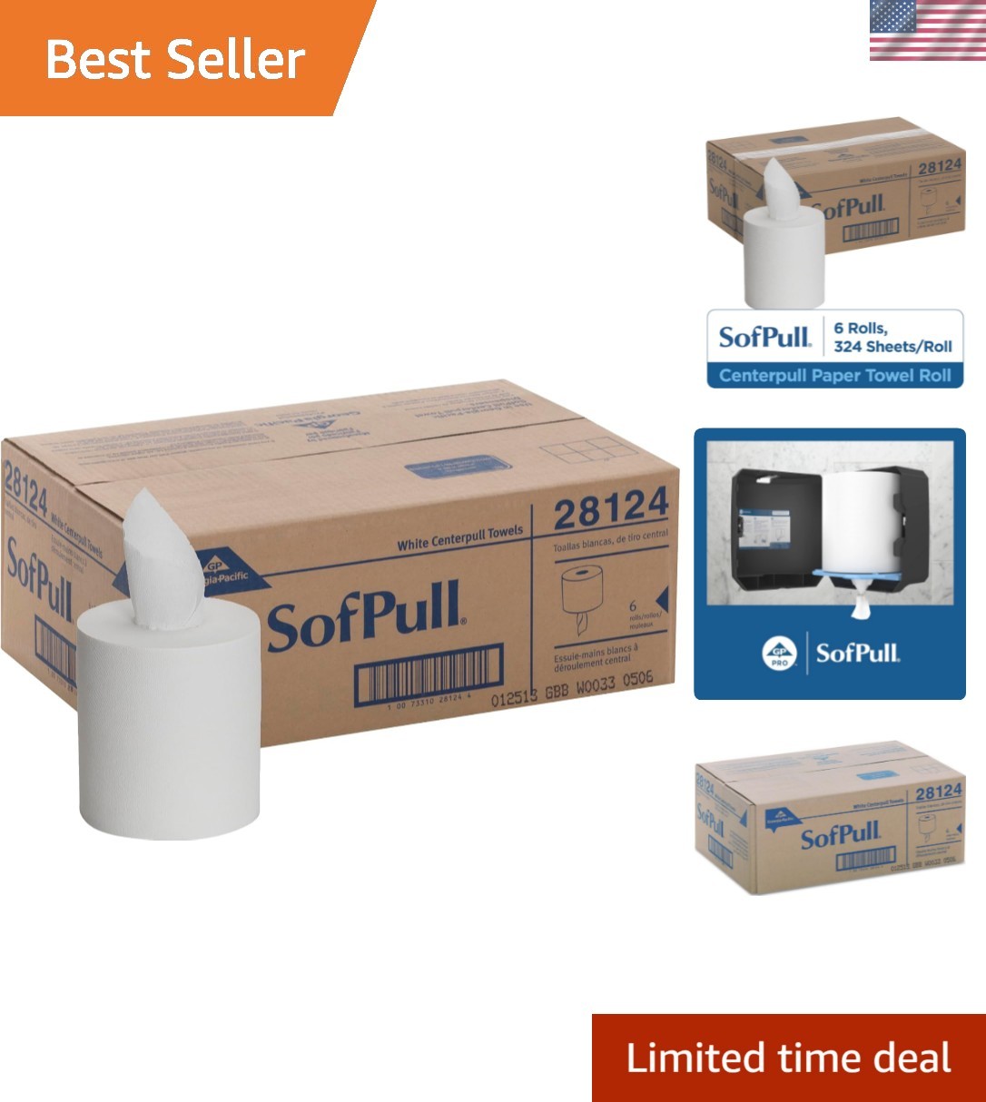 SofPull Centerpull Regular Capacity  Paper Towel, White, 28124, 324 Sheets Pe...