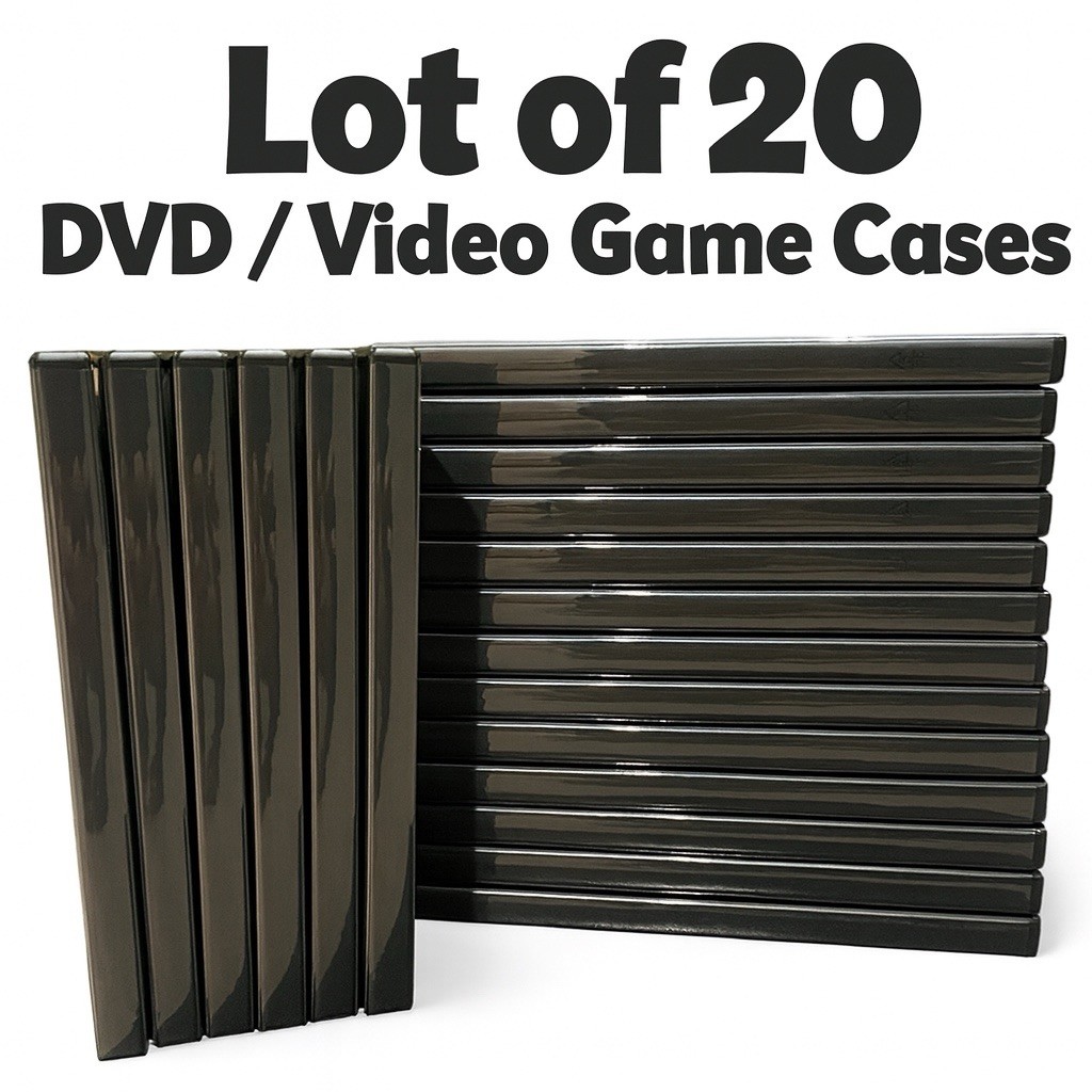 Lot of 20 BRAND NEW Video Game / DVD Standard Black Replacement Cases Empty