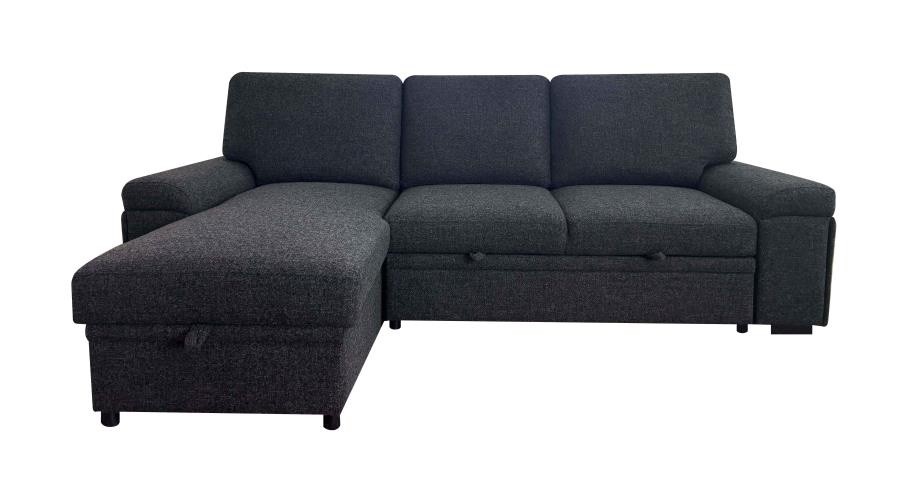 BLACK SLEEPER SOFA SECTIONAL POP UP CHAISE STORAGE USB LIVING ROOM FURNITURE