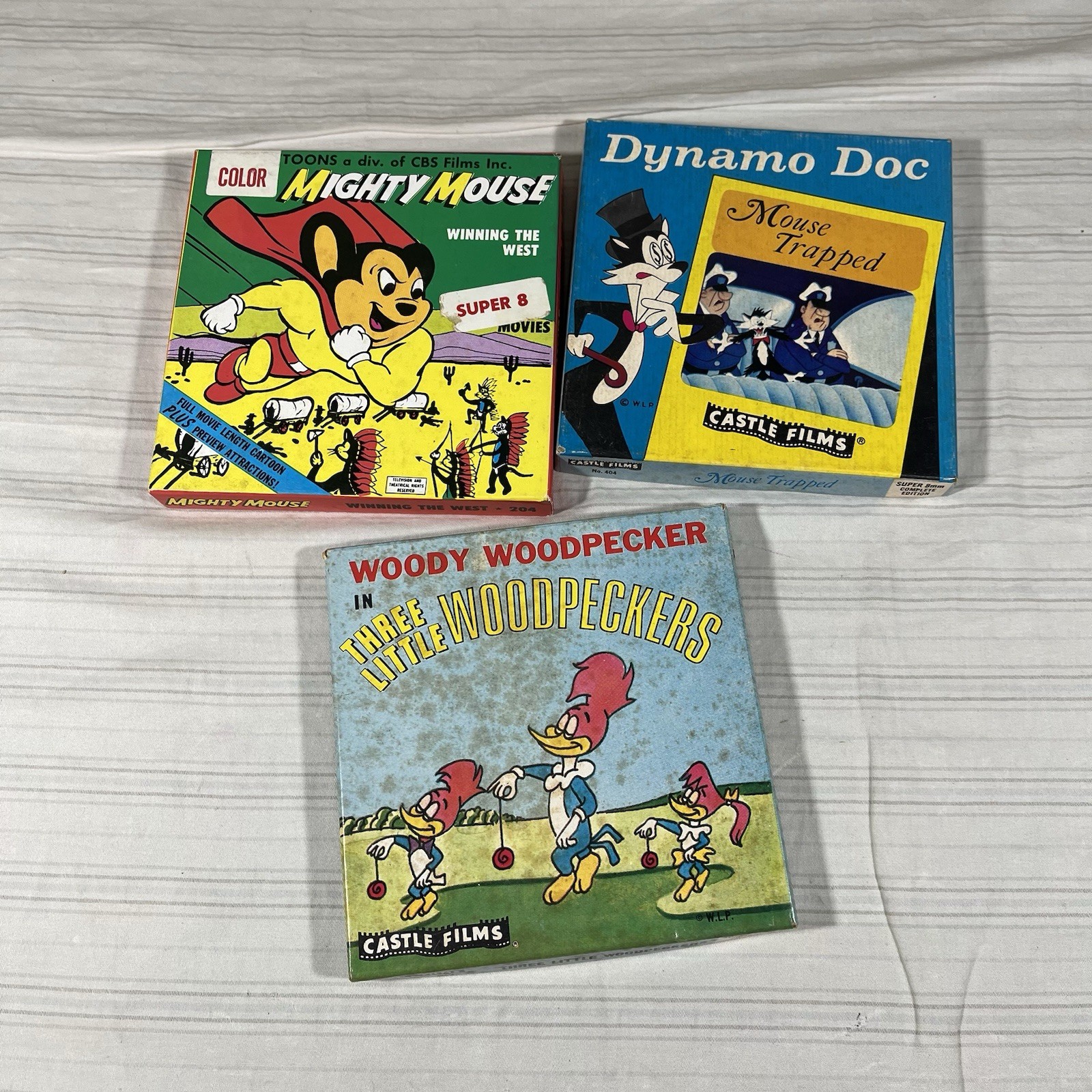Woody Woodpecker, Mighty Mouse, Dynamo Doc, Castle Films 8mm Sound Lot