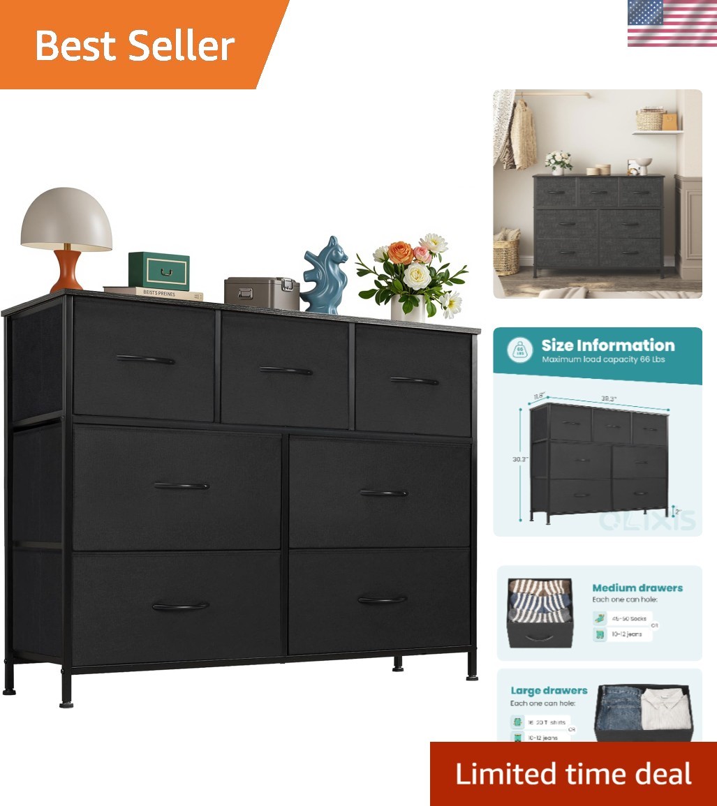 Dresser for Bedroom, 7 Storage Drawers, Wide Fabric Closet Chests Organizer T...