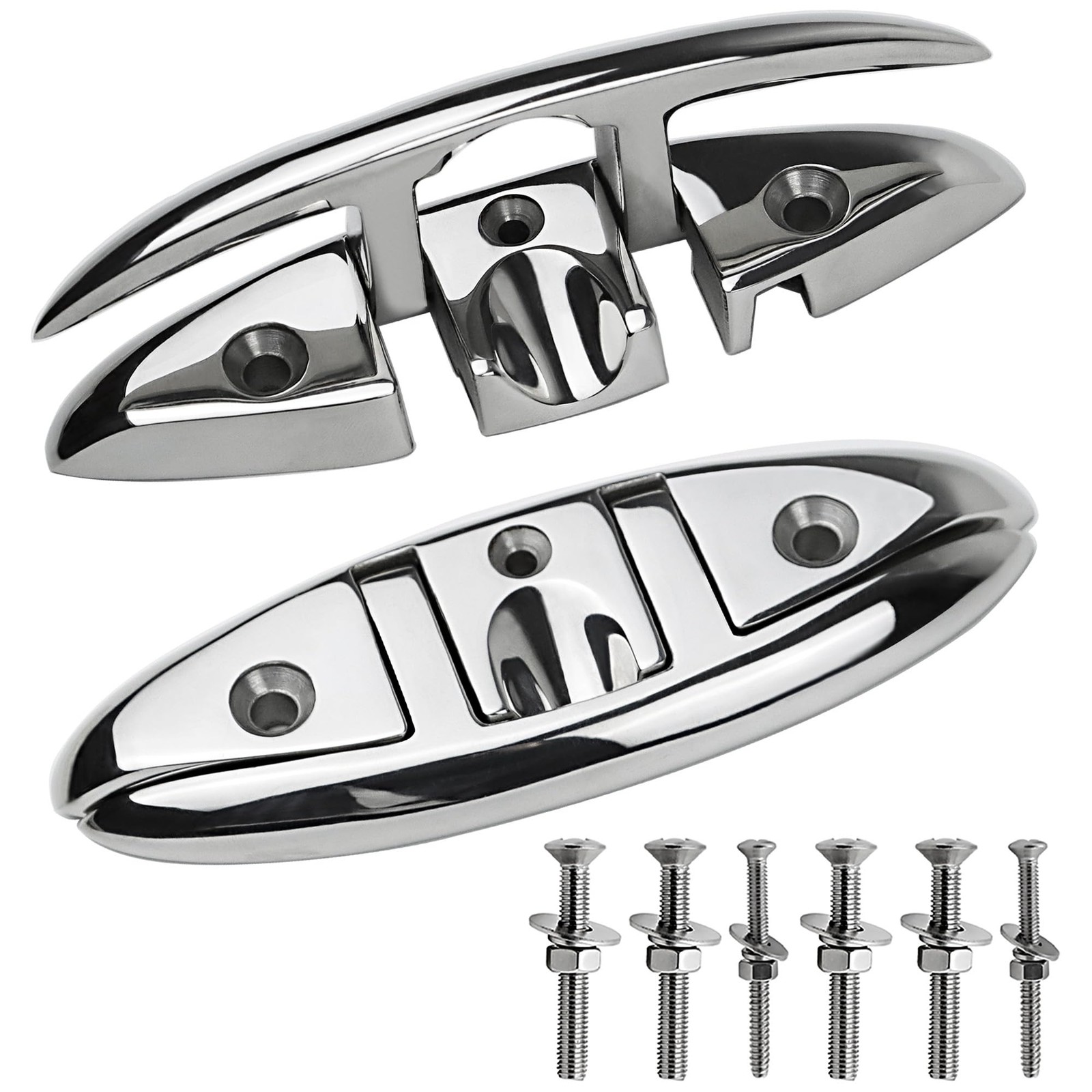 Folding Boat Cleats 5" 6" 316 Stainless Steel Flip up Dock Cleats Rope Cleat ...