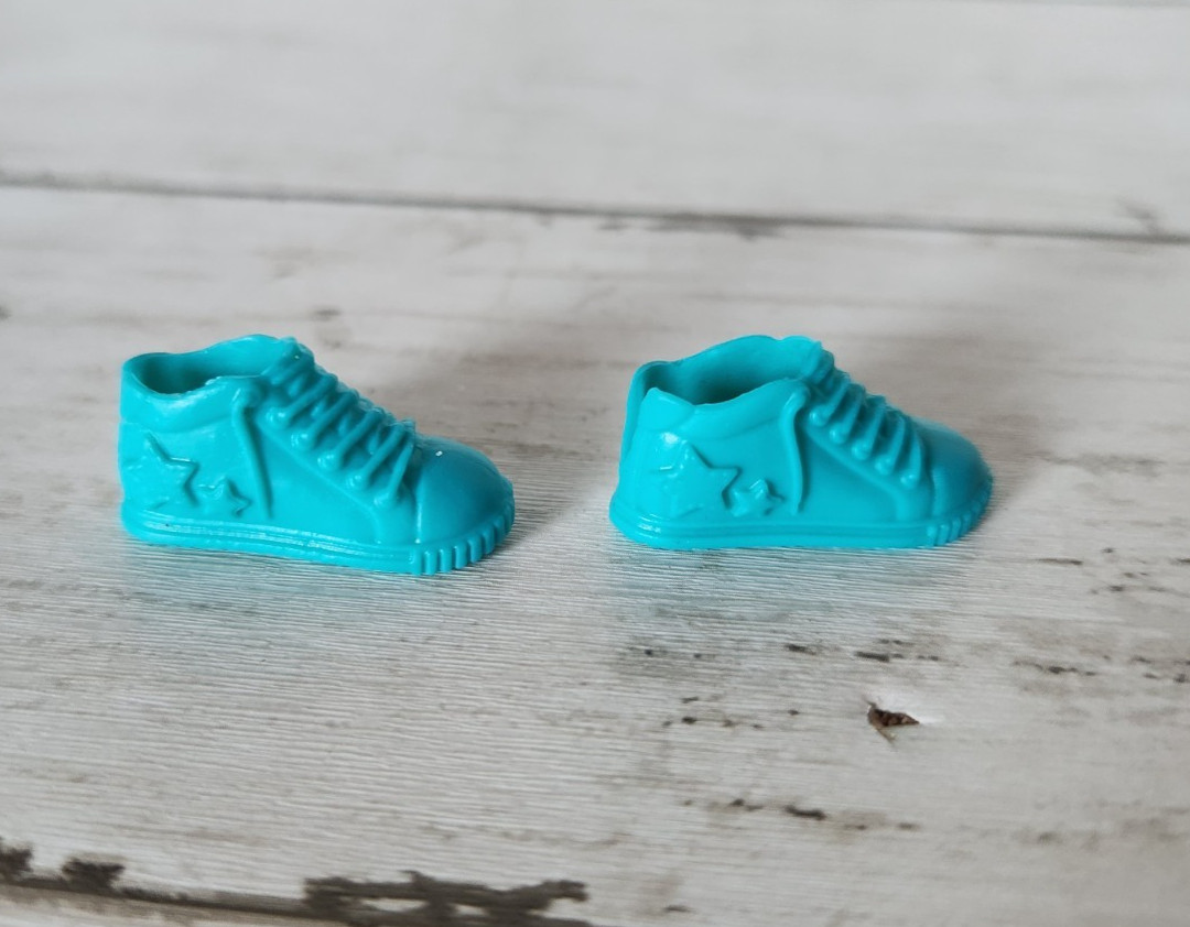 Barbie Skipper Teal Blue Tone Sneakers High Tops Shoes Petite Feet Doll Sz
