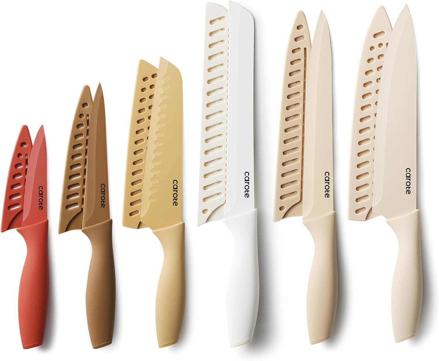 Knife Set, 12 Pieces Kitchen Knife Set, 6 Stainless Steel Knives with Blade Guar