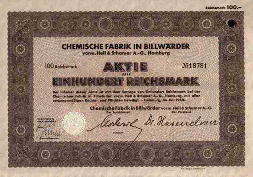 Chemical Factory Billwärder 1940 Hamburg Dr. Hasenclever Kreuznach Frankfurt 100