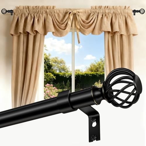 Curtain Rods for Windows 36-120 Inch(3-10Ft) Long 66"-120" Matte Black