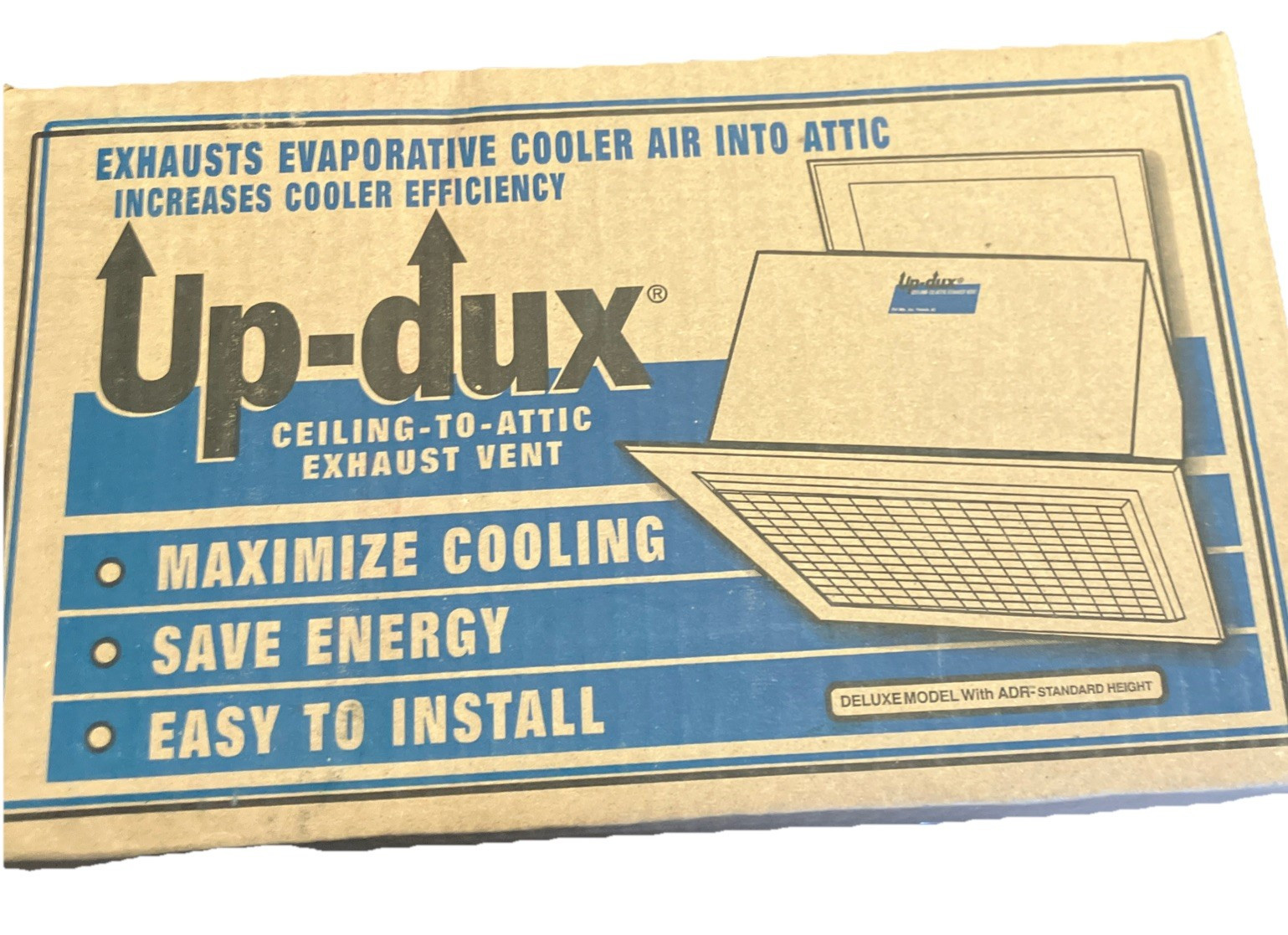 Up-Dux Ceiling Vent 14 in x 7-1/4 in Deluxe Standard w ADR Plastic White