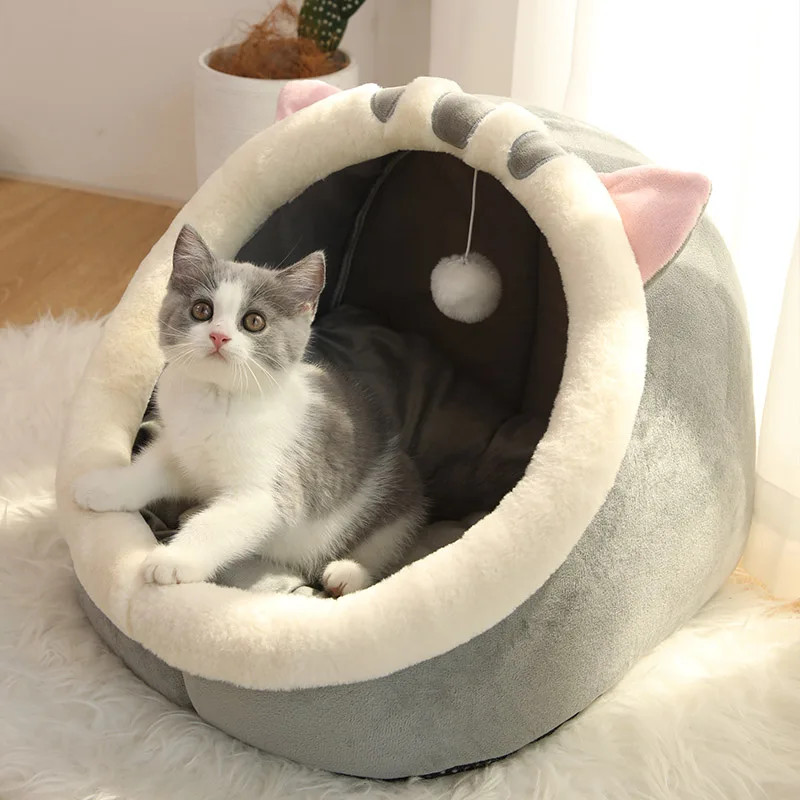 Deep Sleep Cat Bed Cartoon Pet Bed Foldable Removable Washable Pet Sleeping B...