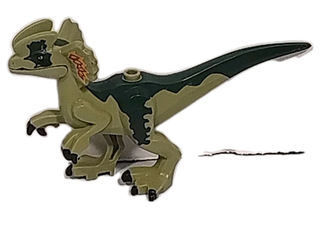 LEGO Jurassic World Dilophosaurus Dinosaur Minifigure Green Tan with Frill