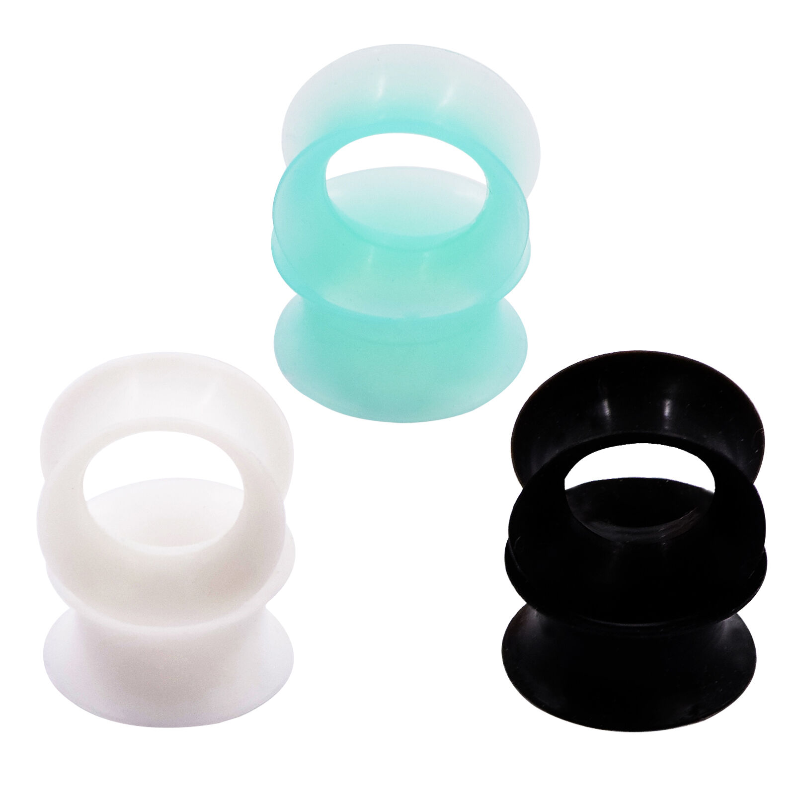 6Pcs Lots Silicone Ear Expander Skin Flesh Tunnels Plugs Gauge Earlet Black