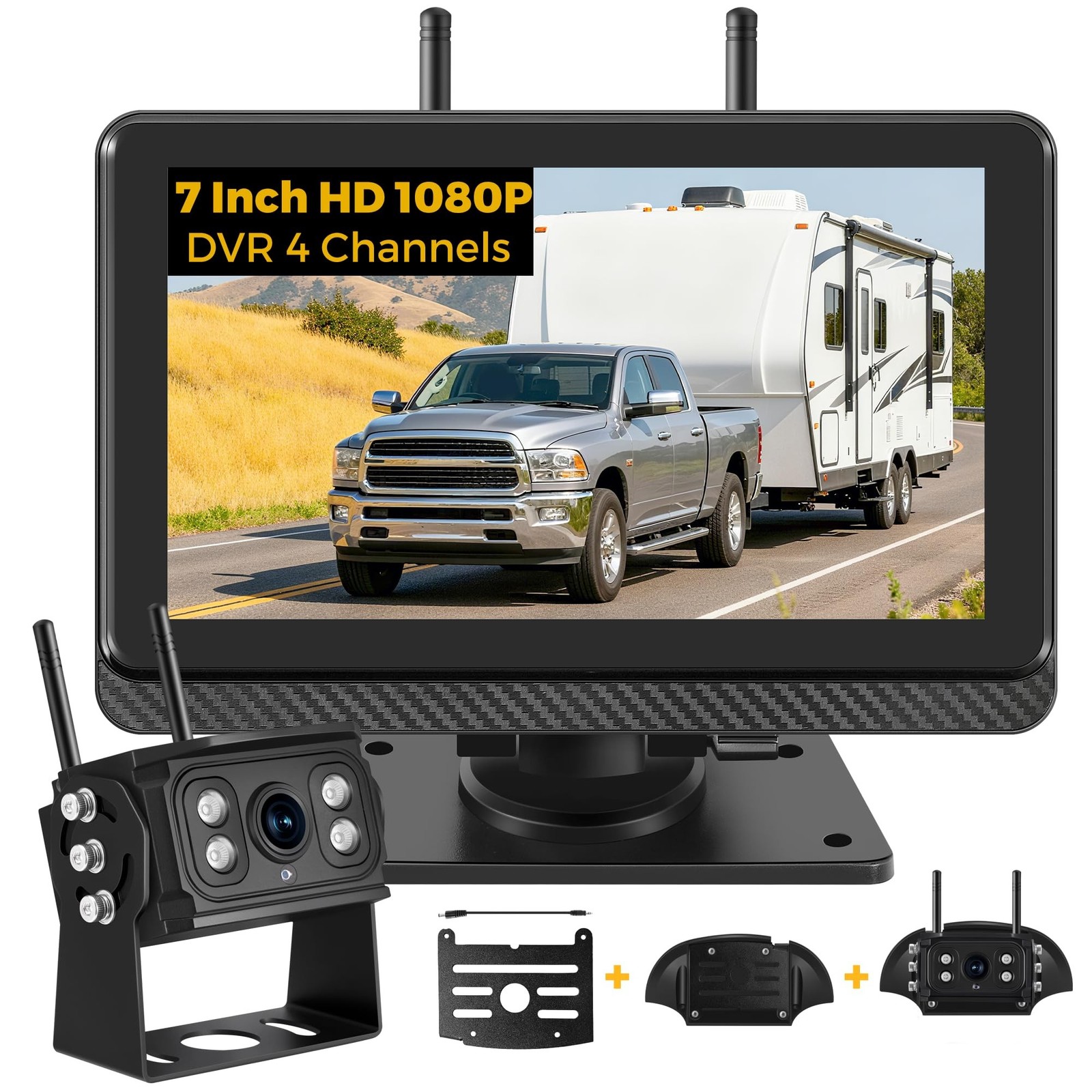 Wireless Backup Camera, RV Backup Camera with 7" HD Monitor, IP69K Waterproof...