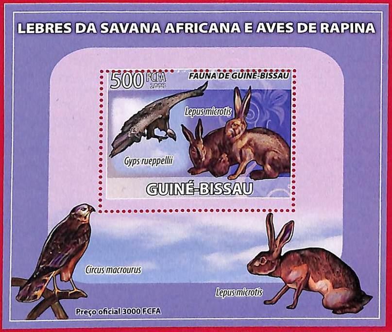 A5274 - GUINE-BISSAU - ERROR MISPERF Stamp Sheet - 2008 - Birds, Animals