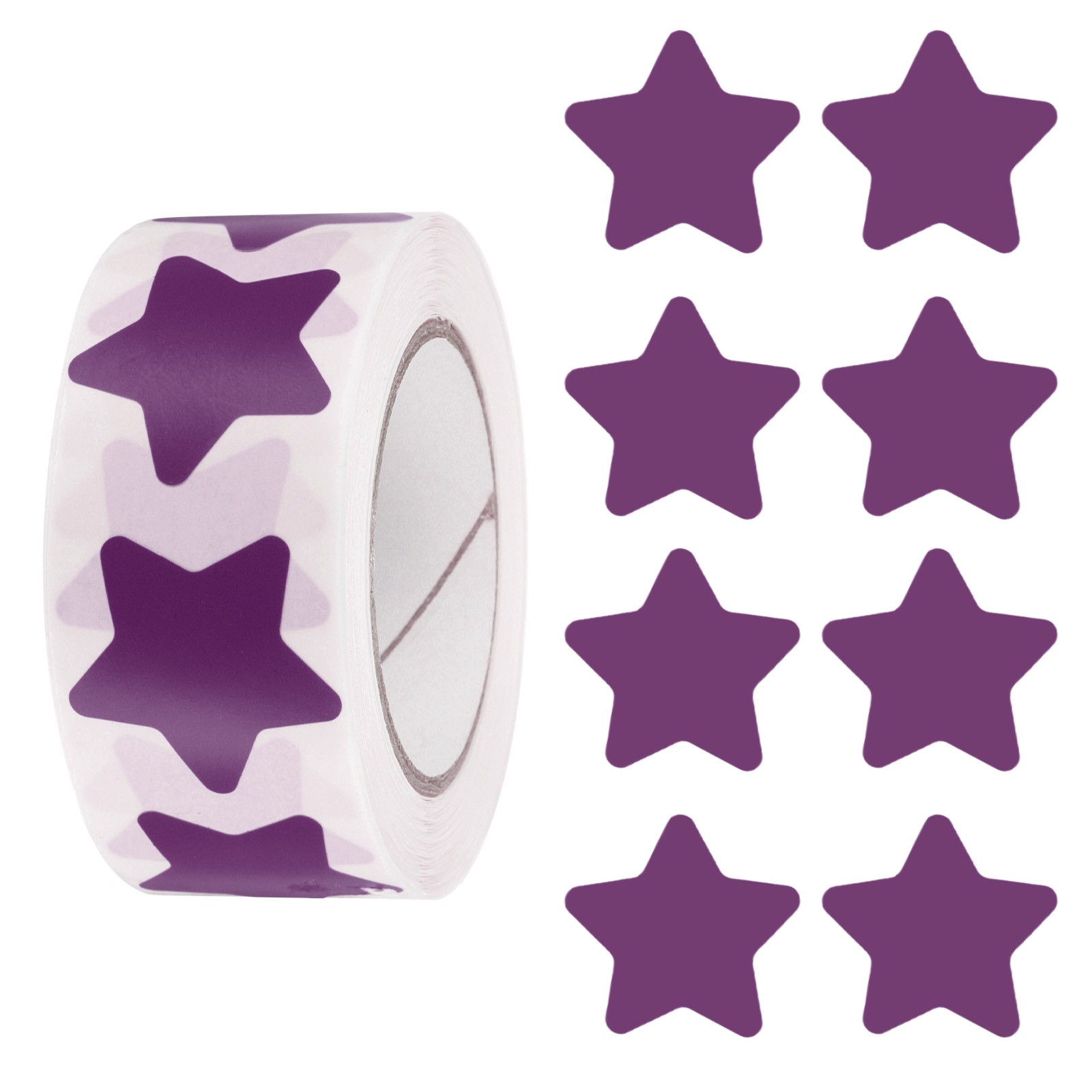 Star Stickers Roll 1 Inch, 500pcs Adhesive Star Labels for DIY Crafts, Purple
