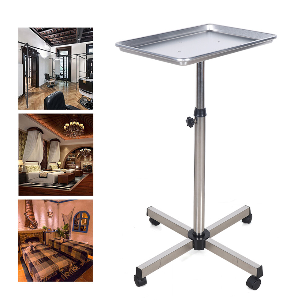 Stand Medical Trolley Mobile Rolling Cart Aluminium Alloy Tray for Salon Tattoo