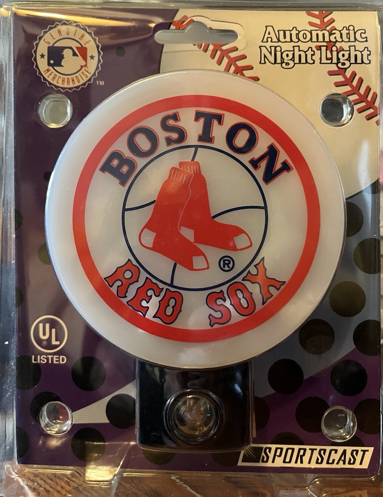 Boston Red Sox Automatic Night Light Sportscast Genuine MLB