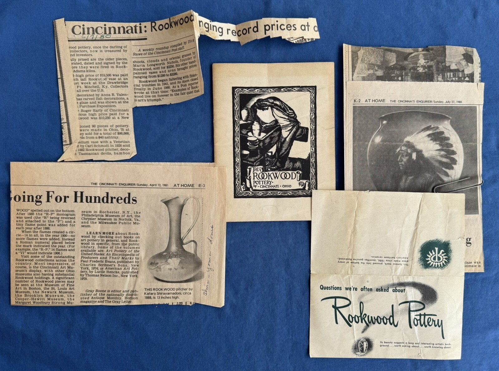 Antique 1930's Rookwood Pottery Booklet Cincinnati Ohio Marks History Artists