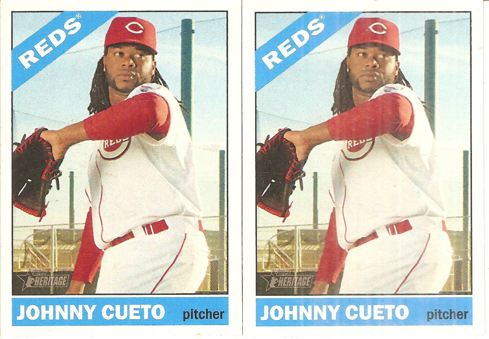 2 CARD 2015 TOPPS HERITAGE JOHNNY CUETO BASEBALL CARD LOT