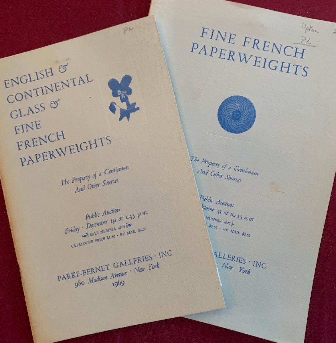Fine French Paperweights - Two 1969 Parke-Bernet Antique Auction Catalogs