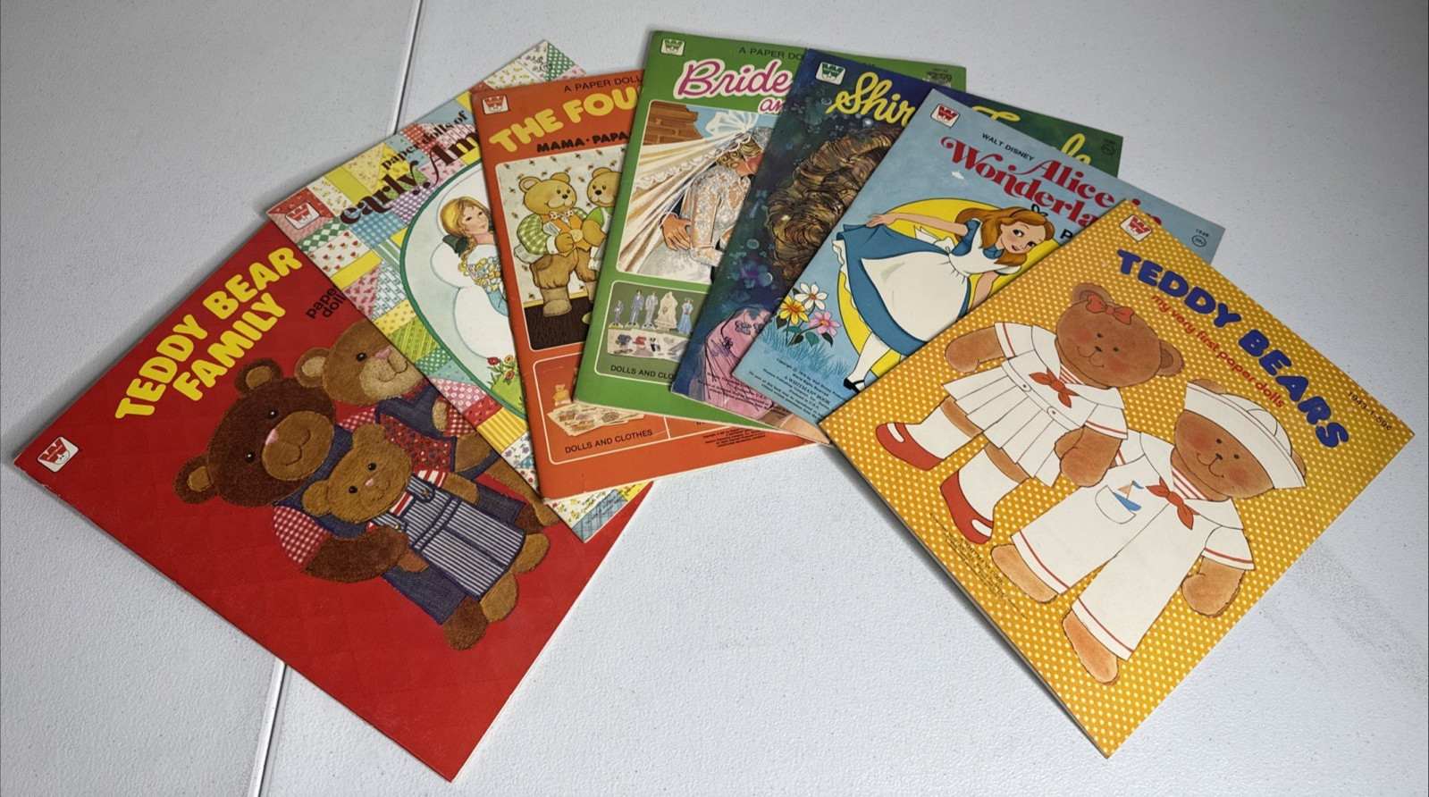 VTG Lot 7 70s 80's WHITMAN Paper Doll Book Bear Shirley Temple Alice Bear READ!