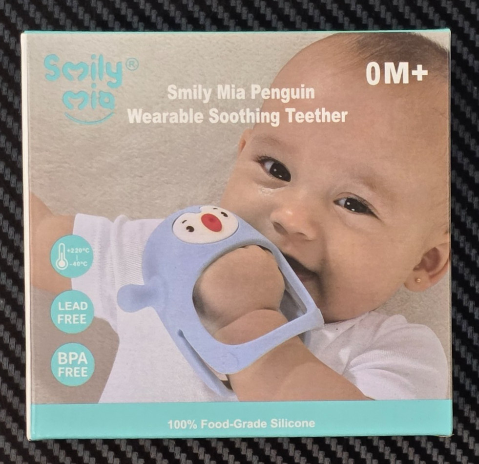 Smily Mia Penguin Wearable Soothing Infant Teether 0-6 Months Light Blue