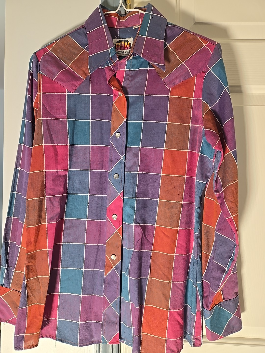 VTG 70s Women’s Miller Western Wear Floral Shirt Pearl Snap Sz 13/14 Polycotton