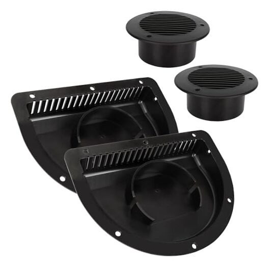  RV Vent Covers for Trailer - Side Air Vents for ATV, Cycle, Truck, 2Pack Black