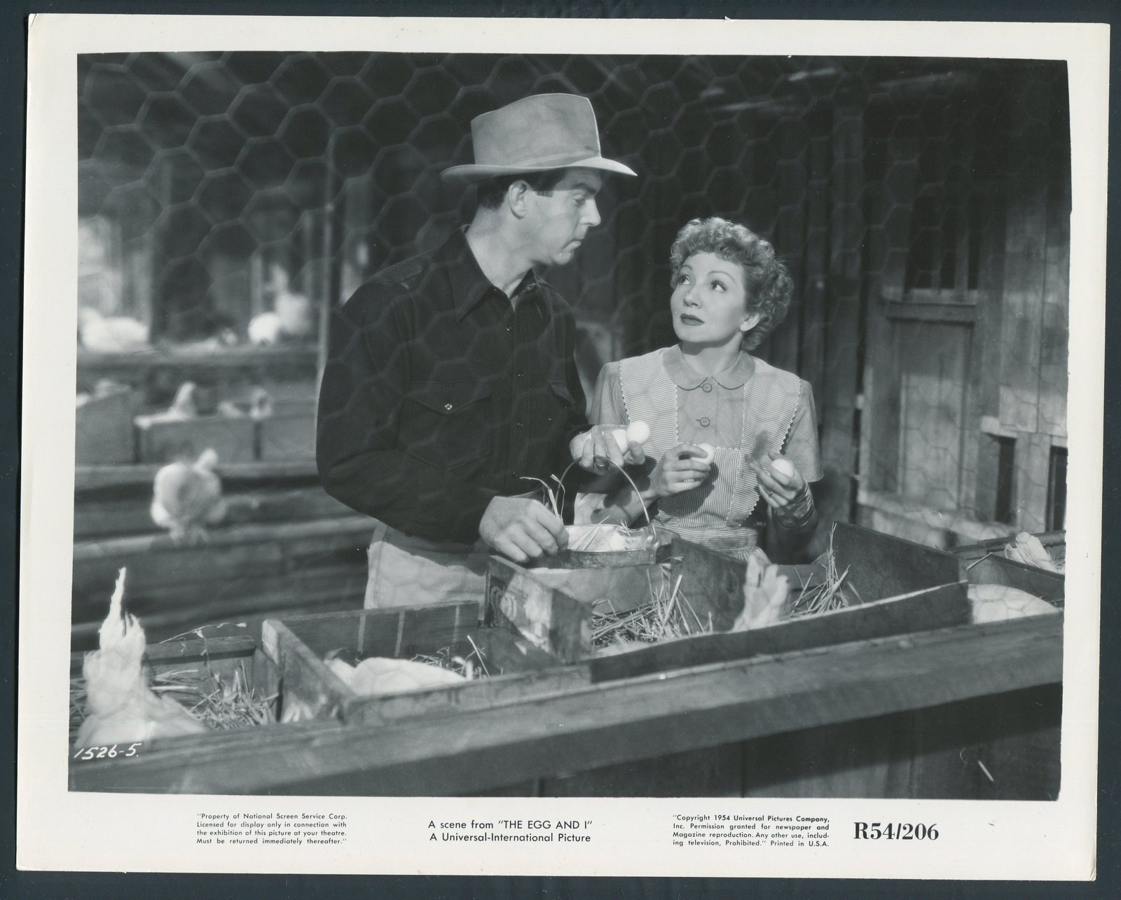 FRED MACMURRAY CLAUDETTE COLBERT in The Egg And I '54 EGGS HENHOUSE